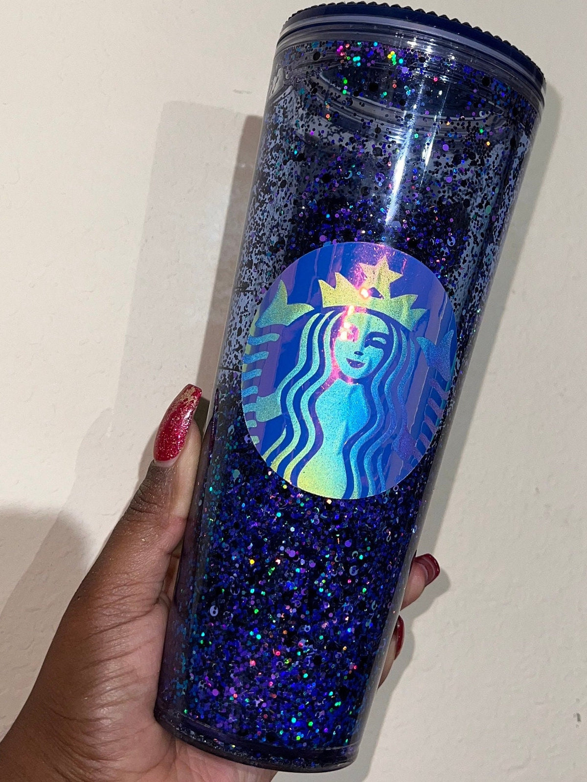 Navy Blue Rhinestoned Starbucks Tumbler - Sparkle in Style! Starbucks Cups| Starbucks Rhinestoned Tumbler| Gift for her|