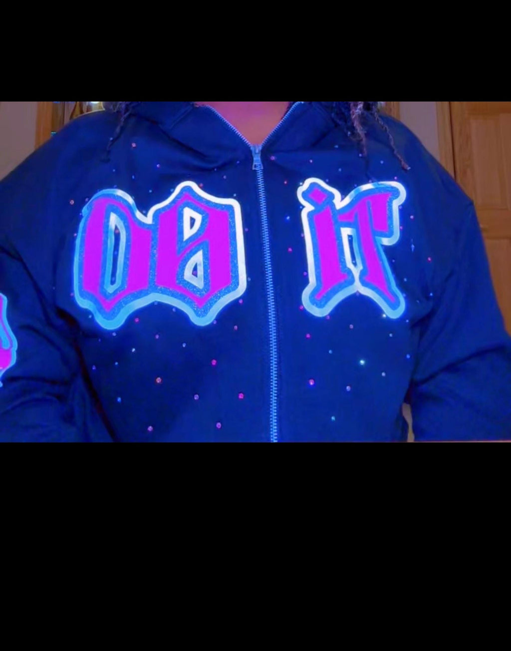 Stray Kids Rhinestone Zip Up Hoodie | DO IT Inspired K-Pop Hoodie | SKZ Stay Fan Made Zip Jacket | Concert Outfit