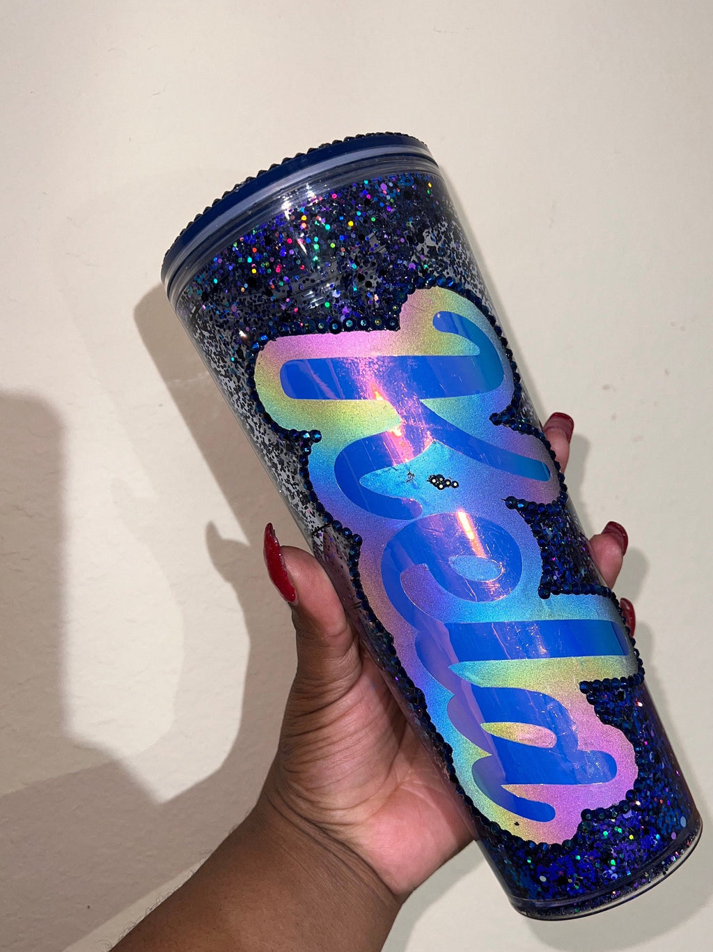 Navy Blue Rhinestoned Starbucks Tumbler - Sparkle in Style! Starbucks Cups| Starbucks Rhinestoned Tumbler| Gift for her|