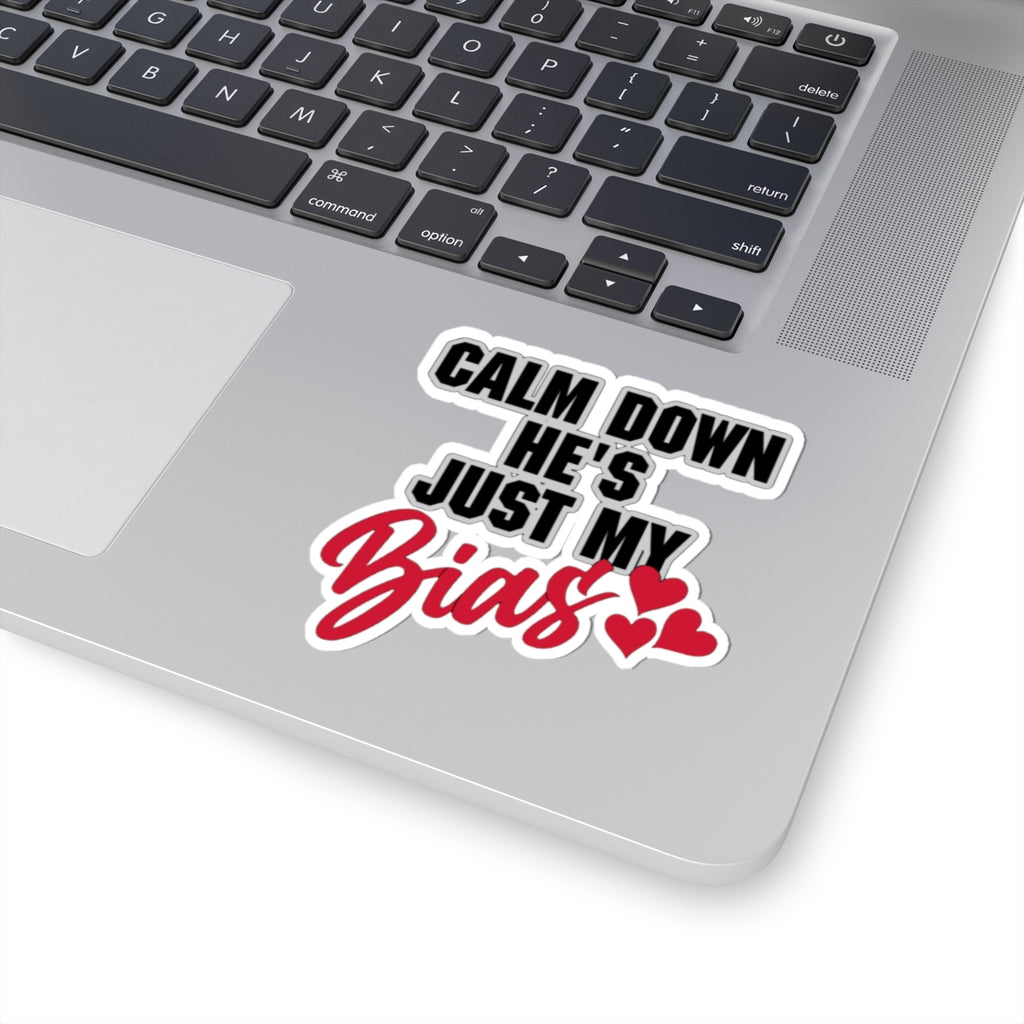 Calm Down He's Just My Bias Sticker — K-Pop Fan Laptop Decal