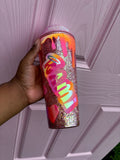 Personalized Glitter Drip Tumbler: Cartoon Theme, Custom Name