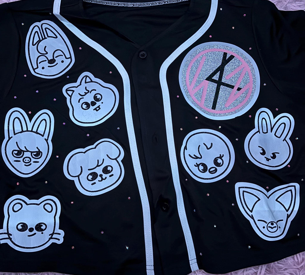 SKZOO Jersey Rhinestoned Stray Kids Inspired | K-Pop STAY Fan Made Jersey Shirt | SKZ Merch | Concert Outfit