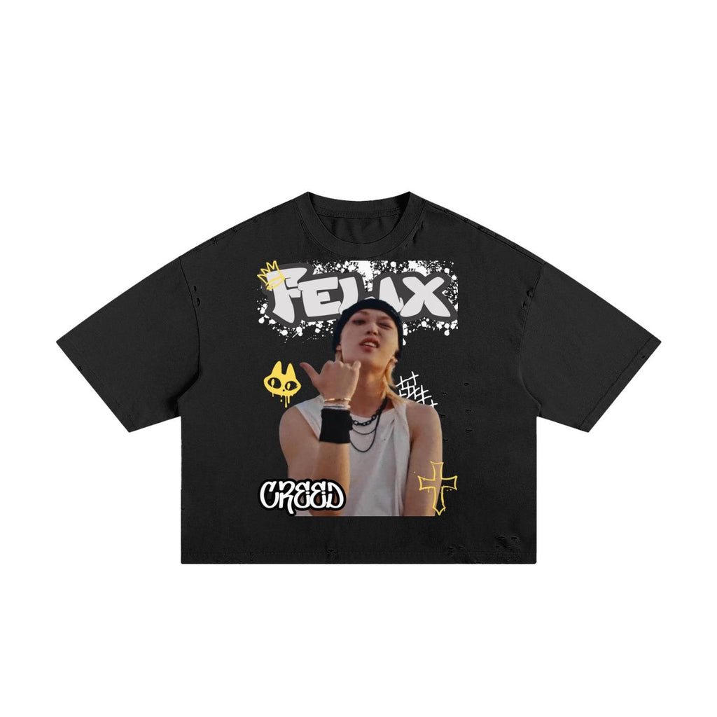Boxy Tee Stray Kids Creed Felix Stray Kids Inspired Graphic Tee | K-Pop Streetwear | Y2K K-Pop Shirt | Fan Made Stray Kids Shirt | Concert O