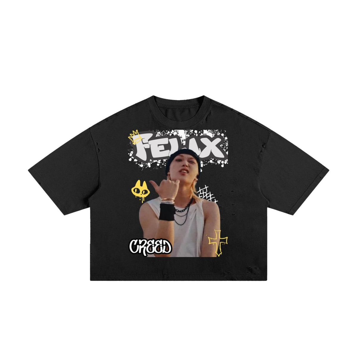 Boxy Tee Stray Kids Creed Felix Stray Kids Inspired Graphic Tee | K-Pop Streetwear | Y2K K-Pop Shirt | Fan Made Stray Kids Shirt | Concert O