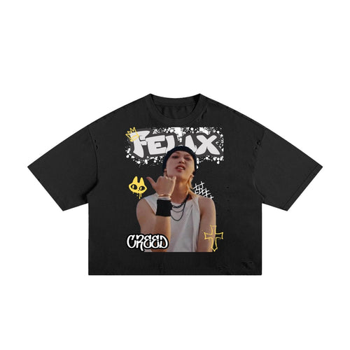 Boxy Tee Stray Kids Creed Felix Stray Kids Inspired Graphic Tee | K-Pop Streetwear | Y2K K-Pop Shirt | Fan Made Stray Kids Shirt | Concert O