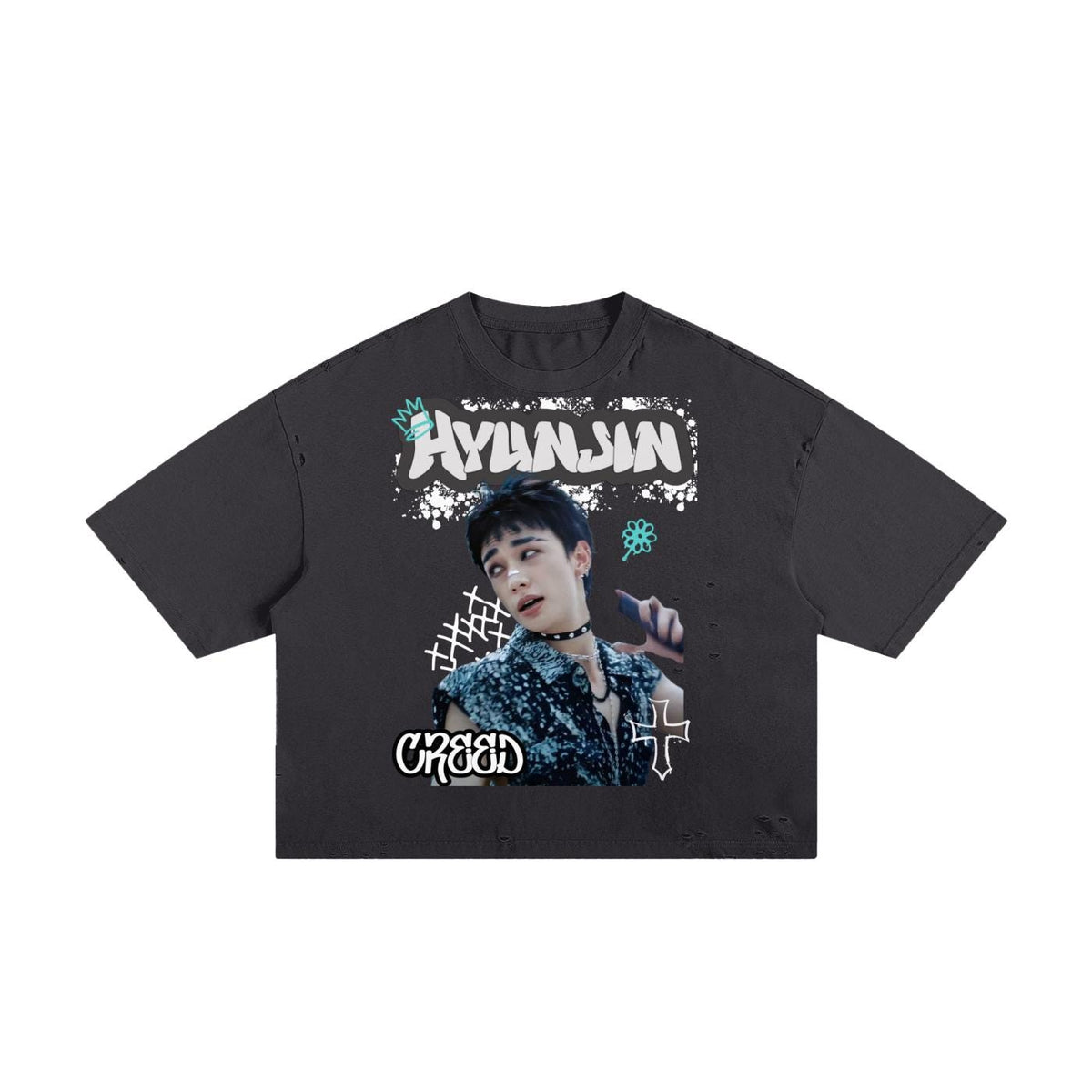 Stray Kids Inspired Hyunjin Boxy Graphic Tee | K-Pop Streetwear | Y2K K-Pop Shirt | Fan Made Stray Kids Shirt | Concert Outfit