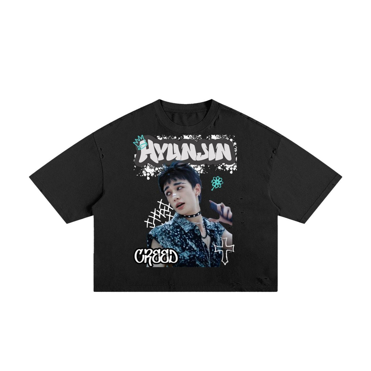 Stray Kids Inspired Hyunjin Boxy Graphic Tee | K-Pop Streetwear | Y2K K-Pop Shirt | Fan Made Stray Kids Shirt | Concert Outfit