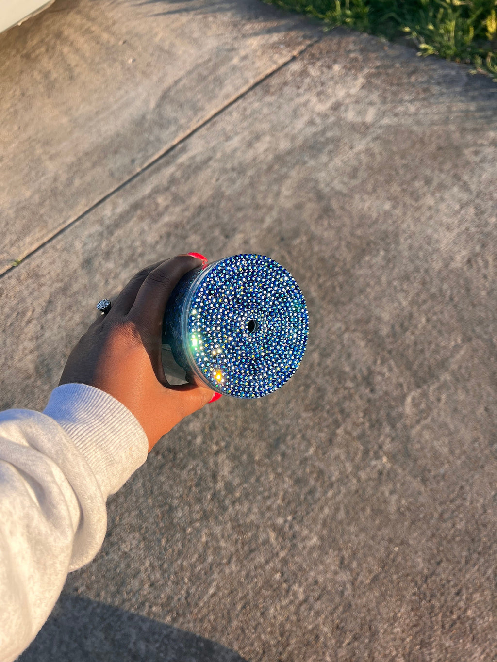Navy Blue Rhinestoned Starbucks Tumbler - Sparkle in Style! Starbucks Cups| Starbucks Rhinestoned Tumbler| Gift for her|