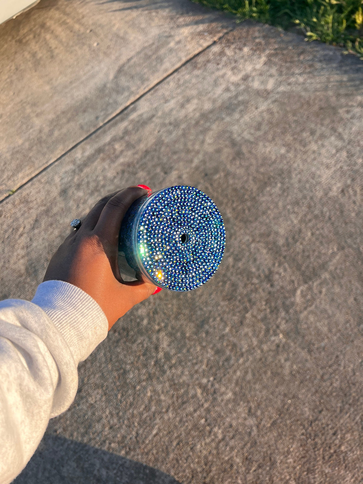 Navy Blue Rhinestoned Starbucks Tumbler - Sparkle in Style! Starbucks Cups| Starbucks Rhinestoned Tumbler| Gift for her|